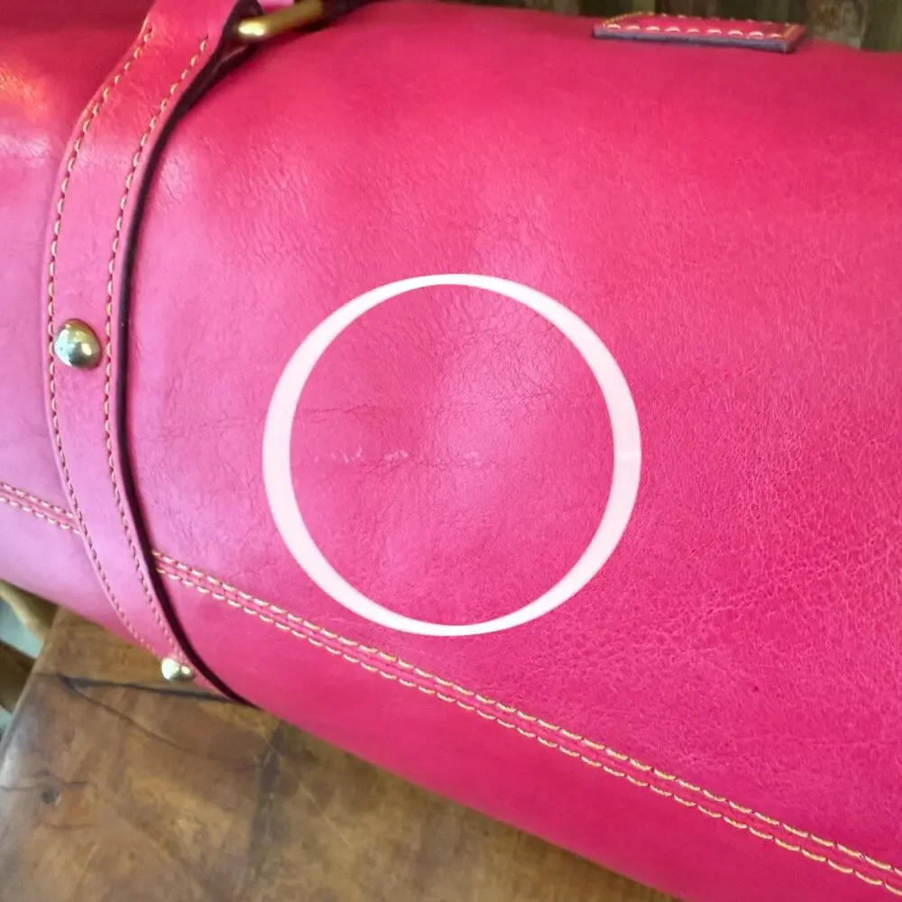 Dooney  Bourke 8L980 Large Florentine Leather Satchel Fuchsia Pink Crossbody Bag